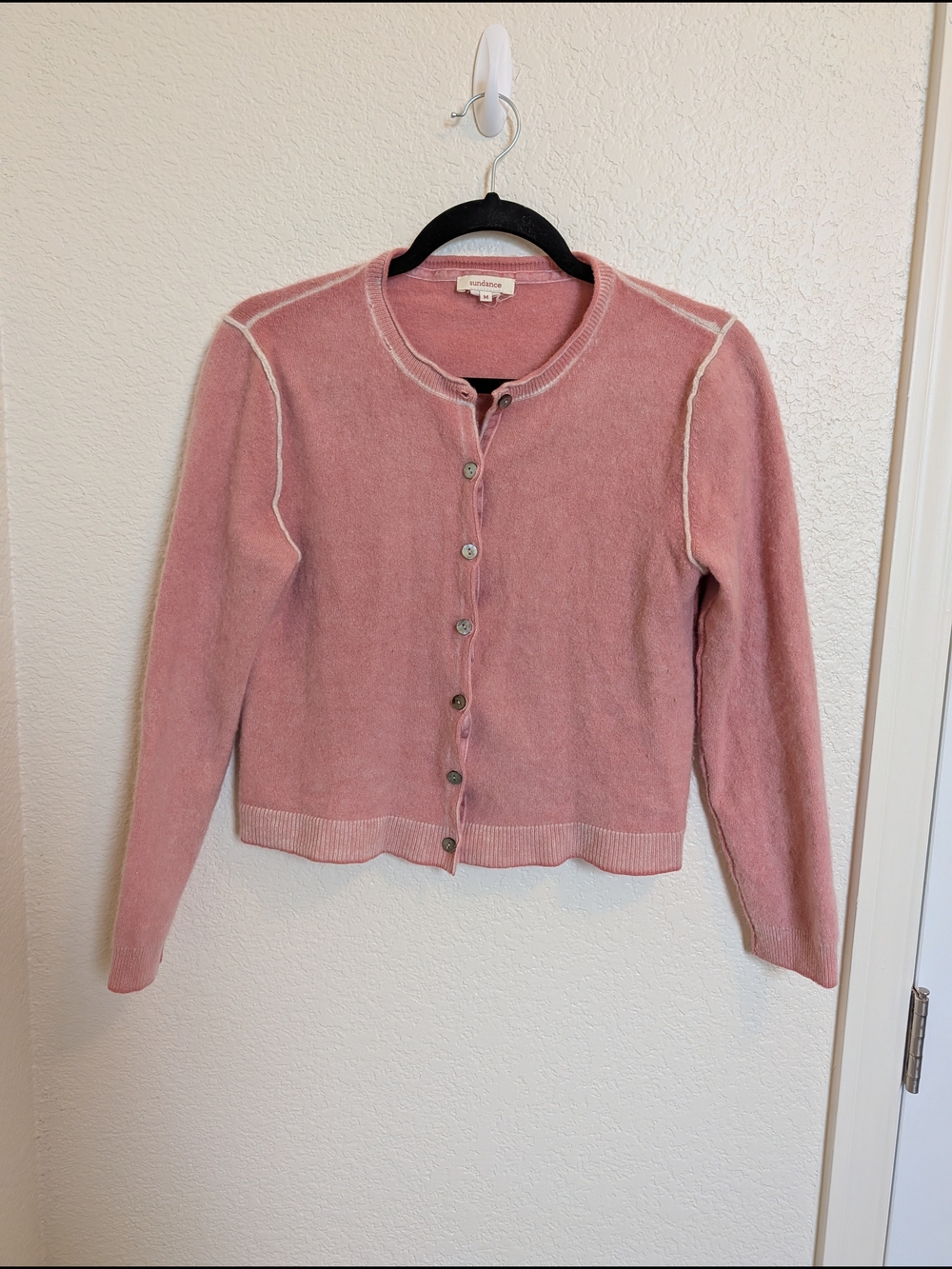 Sundance Dusty Rose Crewneck Button Cardigan